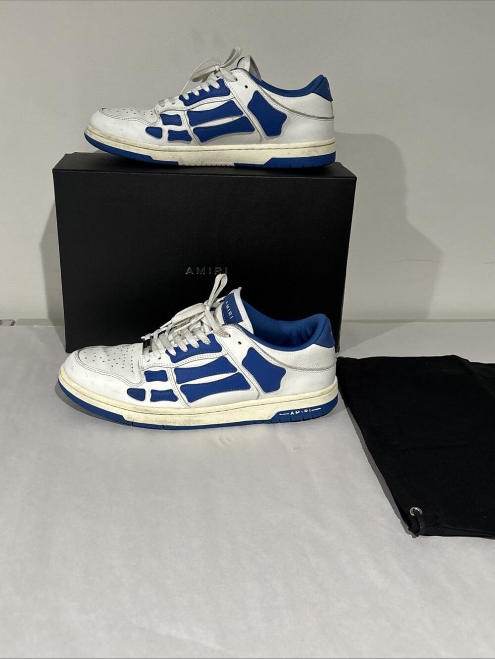 AMIRI Skel Top Low White Blue Leather Sneakers Men’s US 11 EU 44 w/ Box Dust Bag